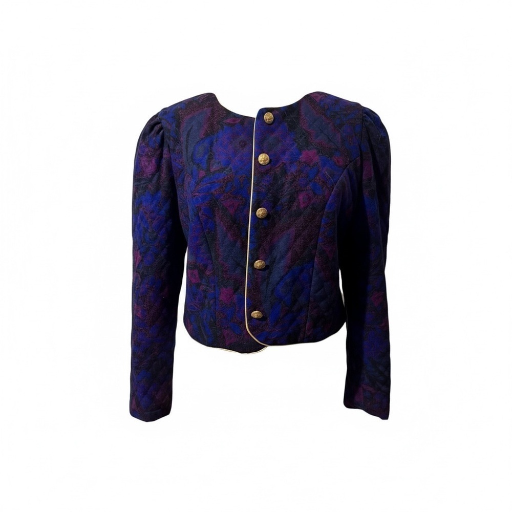 Vintage Starfire Cropped Brocade Jacket Siz 10 Jewel Tone 80s Statement Blazer